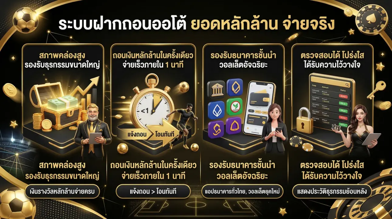 ระบบฝาก-ถอนออโต้ ยอดหลักล้านจ่ายจริงใน 1 นาที